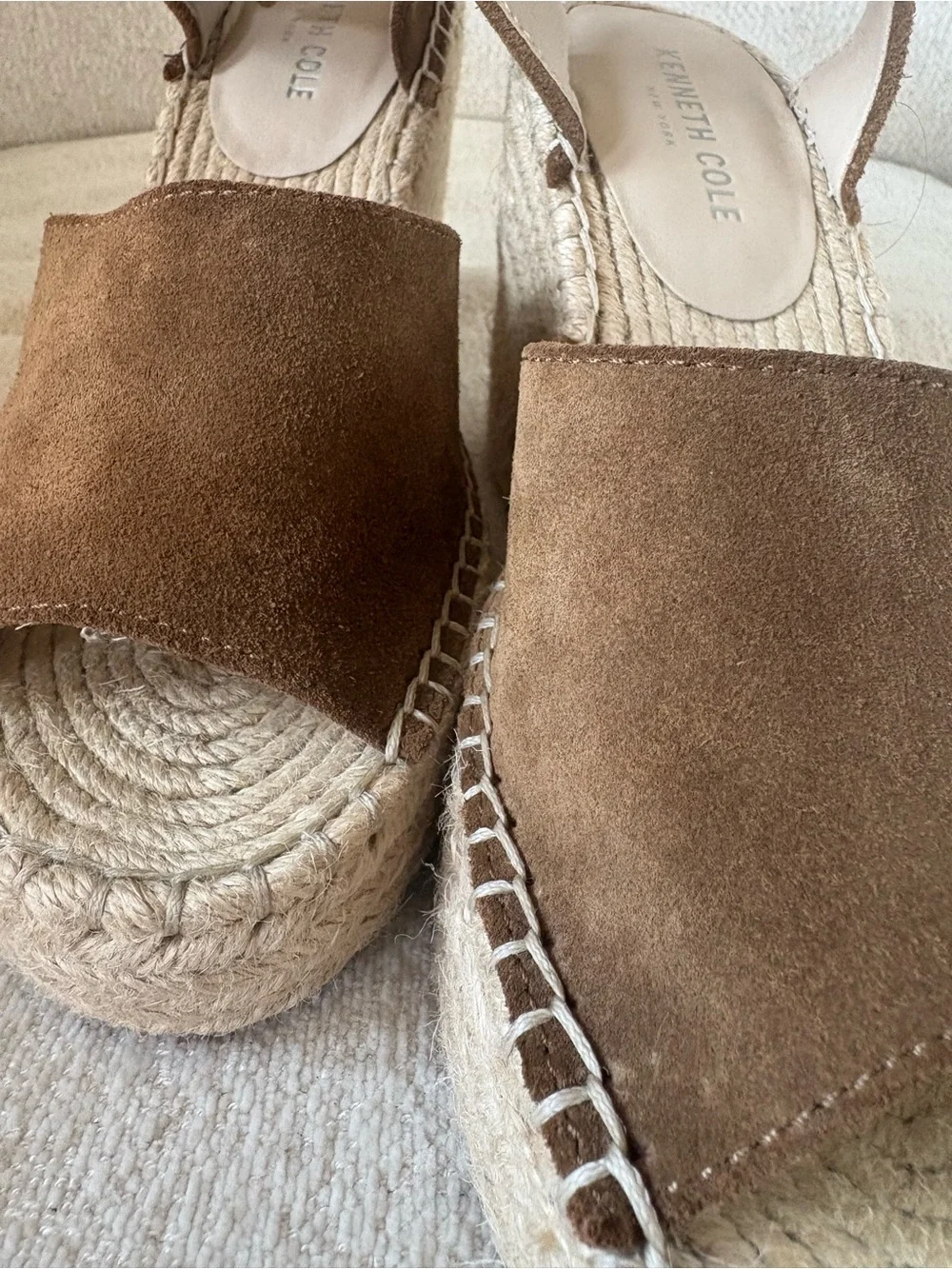 Kenneth Cole Brown Suede Espadrille Wedge Sandals with Ankle Strap